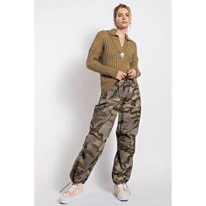 Hot Shot 90's Toggle Cargo Pants in Ash Olive Camo